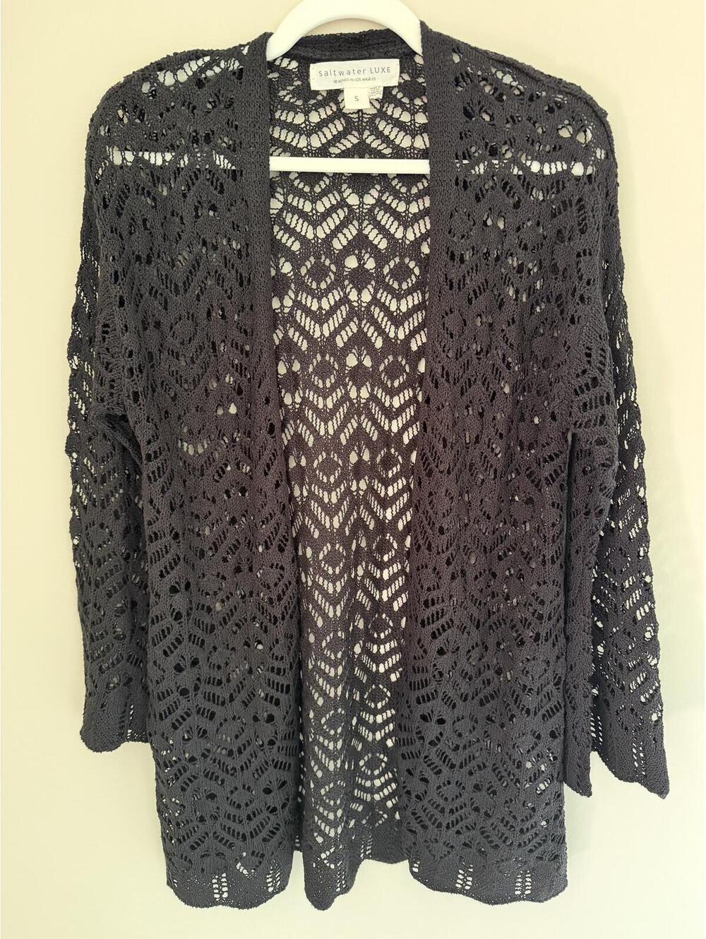 Saltwater Luxe S/M Black Knit Lace Cardigan